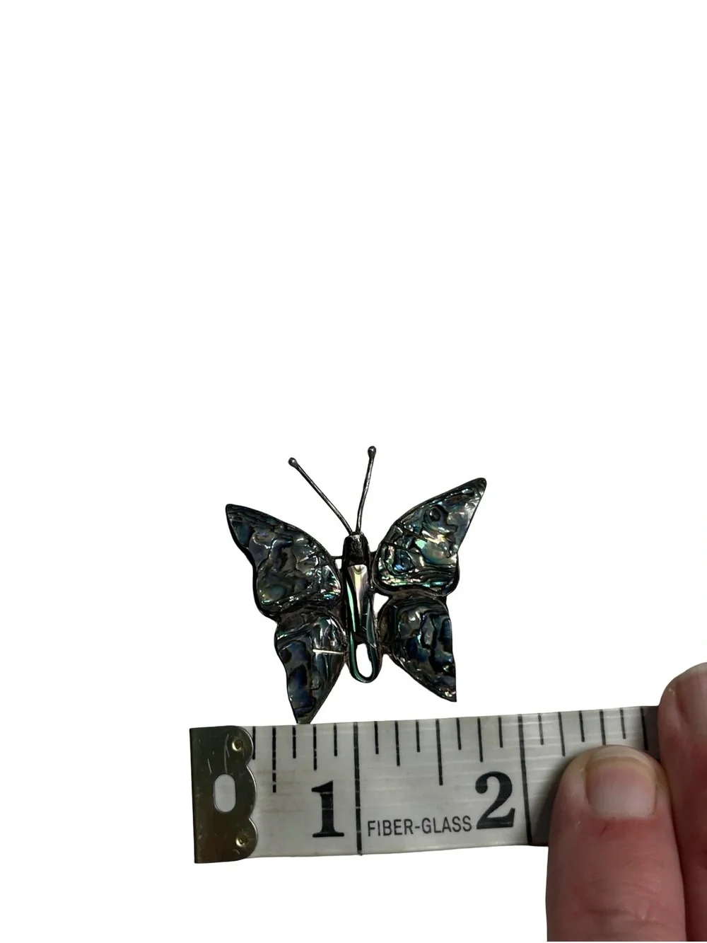 Vtg Signed SJB Taxco Mexico 925 Sterling Silvr Abalone Butterfly Brooch Pin 5.8g